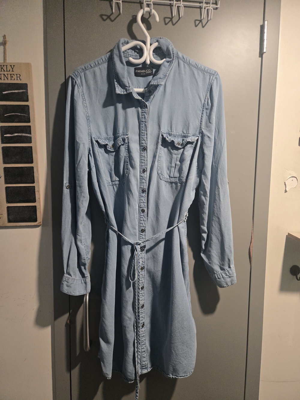 Light Blue Denim Parasuco Shirt Dress with Tie Waist